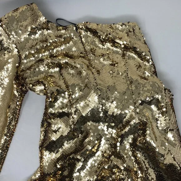 Nadine Merabi Celina Gold Sequin Dress Medium - Picture 14 of 15